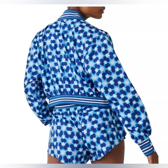FREE PEOPLE MOVEMENT Top Seed Printed Tennis Activewear Jacket Blue Combo - Picture 5 of 16